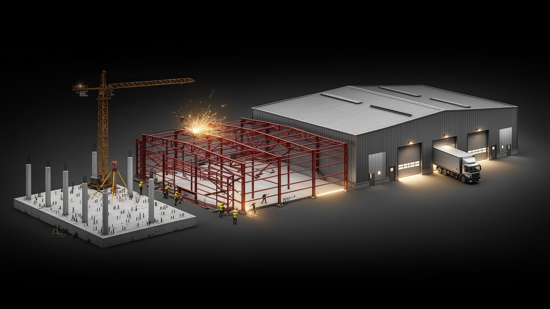 Etapele construcției unei hale metalice — de la fundație la predare
